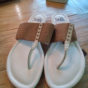 Sofft Ameda Women's Leather White Thong Flip Flop Sandals Size 7